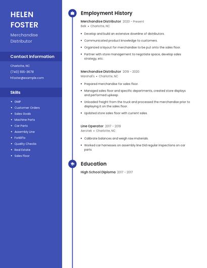 Merchandise Distributor Resume