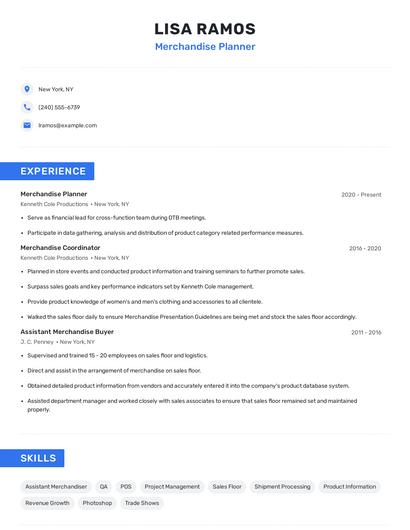 Merchandise Planner Resume