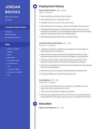 Merchandise Worker Resume