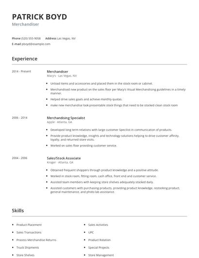 Merchandiser Resume