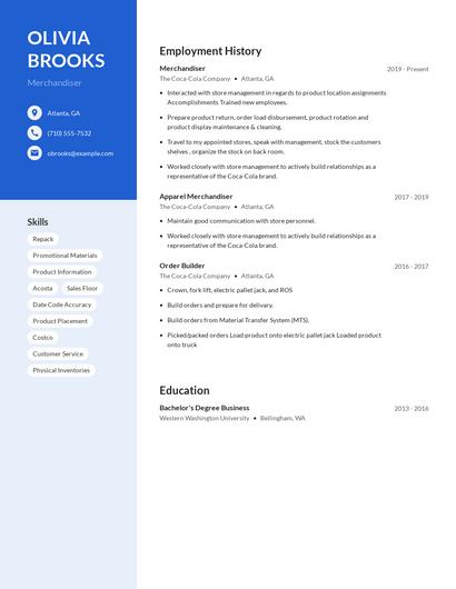 Merchandiser Resume