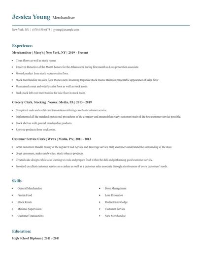 Merchandiser Resume