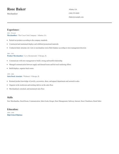 Merchandiser Resume