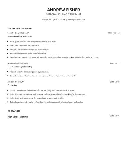 Merchandising Assistant Resume