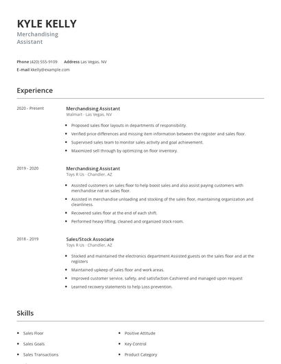 Merchandising Assistant Resume