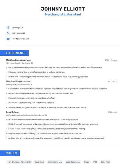 Merchandising Assistant Resume