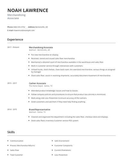 Merchandising Associate Resume