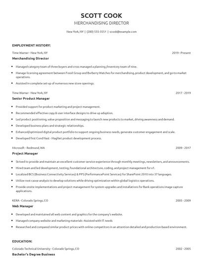 Merchandising Director Resume