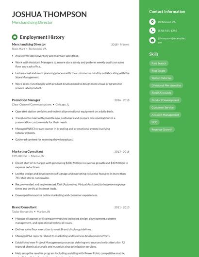Merchandising Director Resume