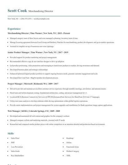 Merchandising Director Resume