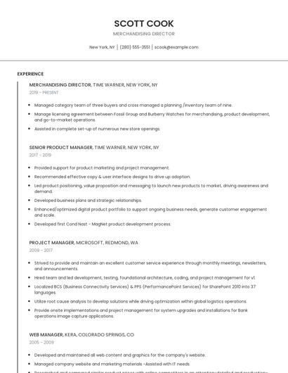 Merchandising Director Resume