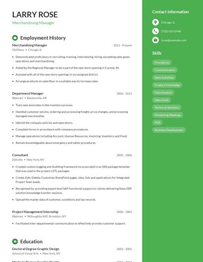 Merchandising Manager Resume