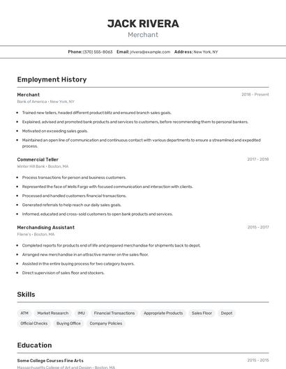 Merchant Resume