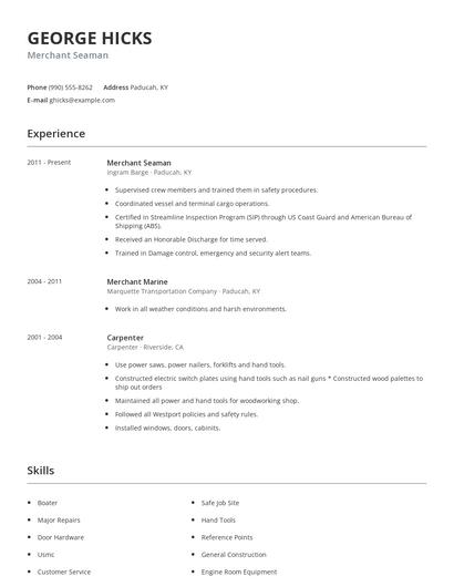 Merchant Seaman Resume