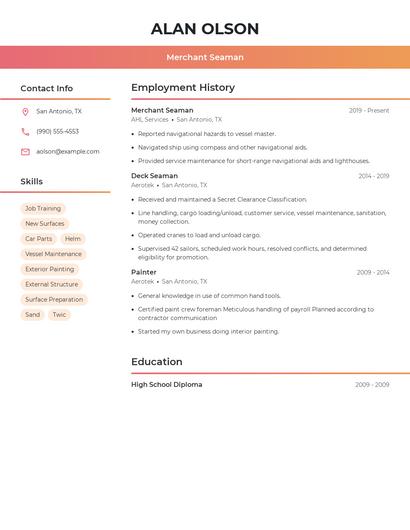 Merchant Seaman Resume
