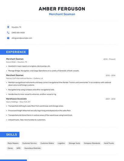 Merchant Seaman Resume