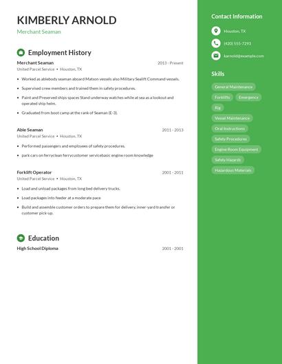 Merchant Seaman Resume
