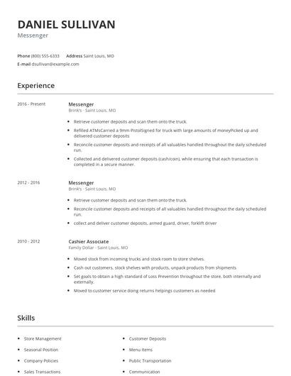 Messenger Resume
