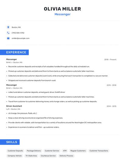 Messenger Resume