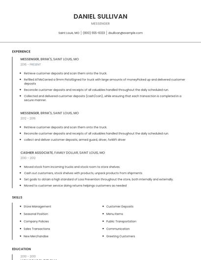 Messenger Resume