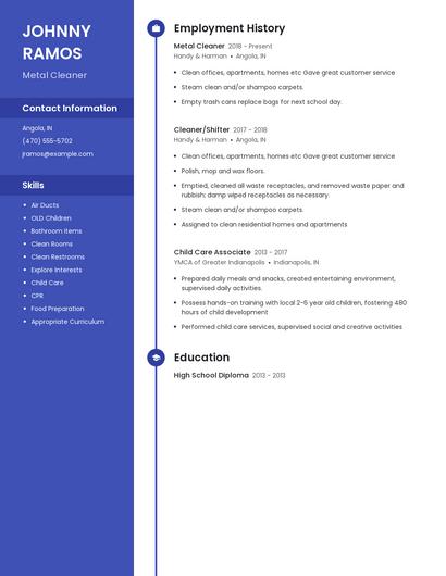 Metal Cleaner Resume