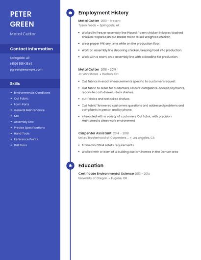 Metal Cutter Resume