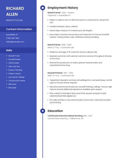 Metal Framer Resume