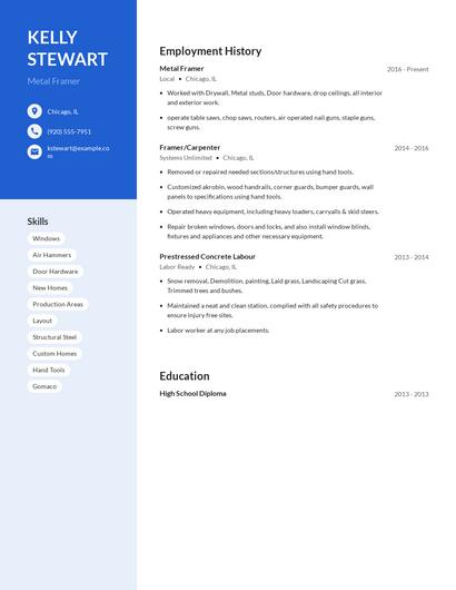 Metal Framer Resume