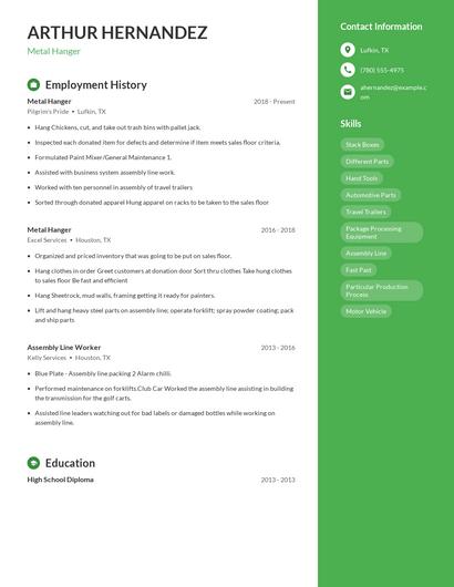 Metal Hanger Resume