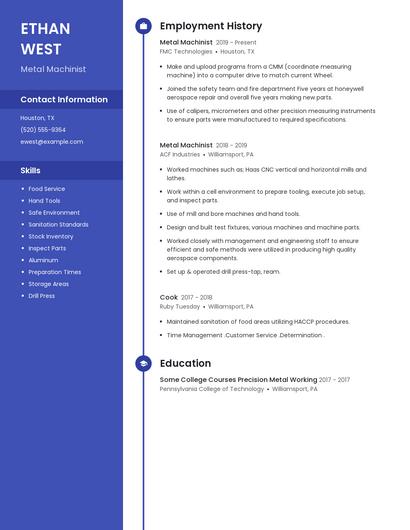 Metal Machinist Resume