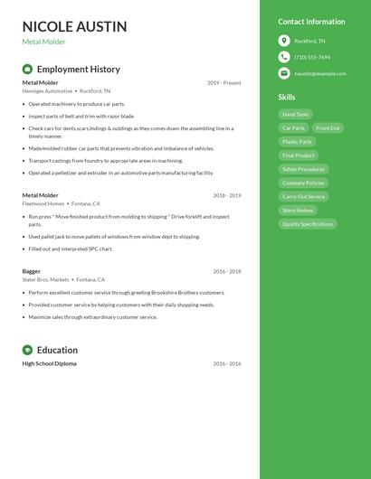 Metal Molder Resume