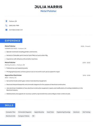 Metal Polisher Resume