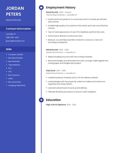 Metal Roofer Resume
