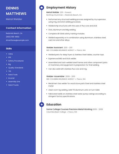 Metal Welder Resume