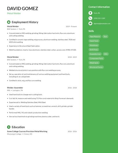 Metal Welder Resume