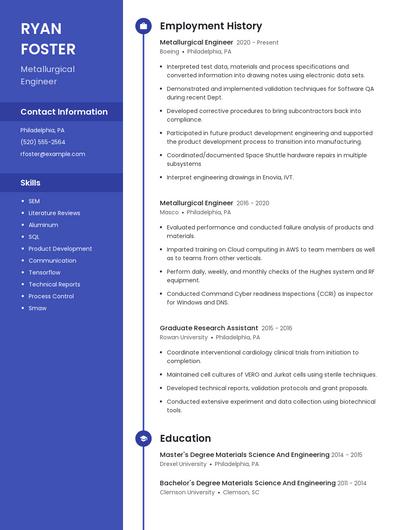 Metallurgical Engineer Resume