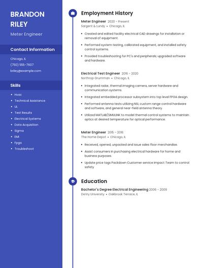 Meter Engineer Resume