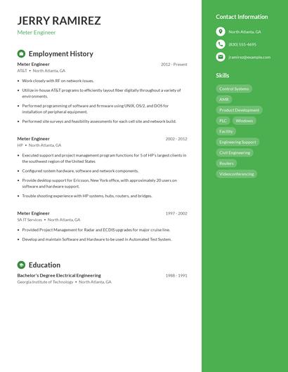 Meter Engineer Resume