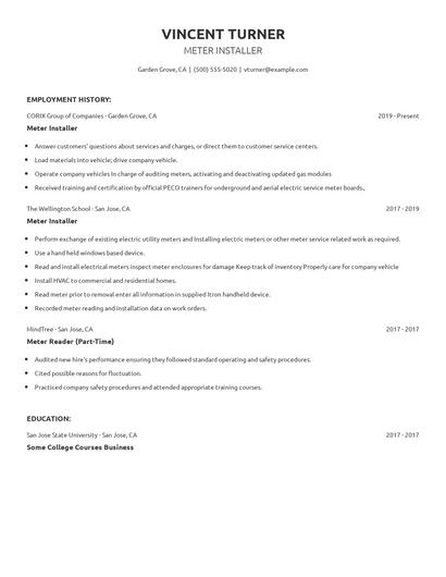 Meter Installer Resume