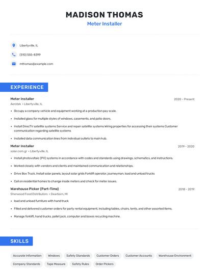 Meter Installer Resume