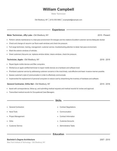 Resume example 1