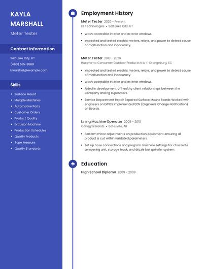 Meter Tester Resume