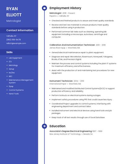 Metrologist Resume