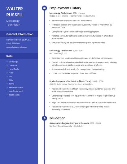 Metrology Technician Resume