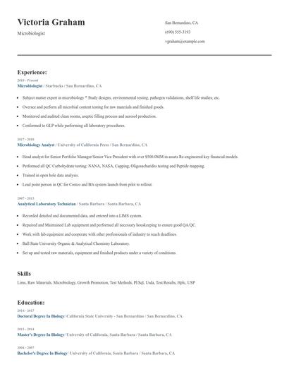 Microbiologist Resume