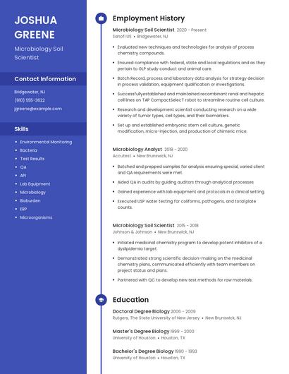 Microbiology Soil Scientist Resume