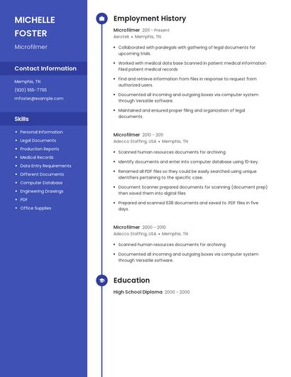 Microfilmer Resume