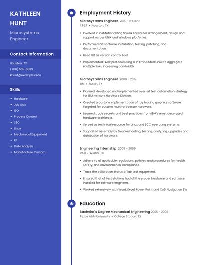 Microsystems Engineer Resume
