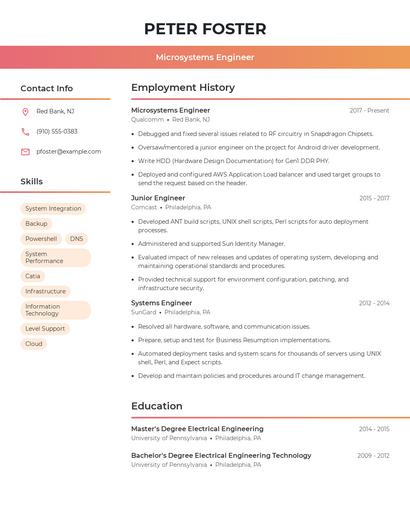 Microsystems Engineer Resume