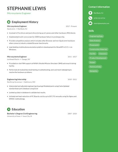 Microsystems Engineer Resume